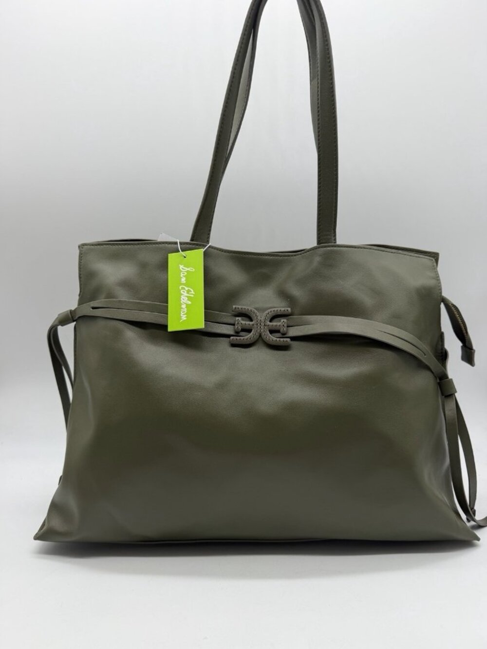SAM EDELMAN Poppy smoother leather extra large women's tote bag - Olive Green